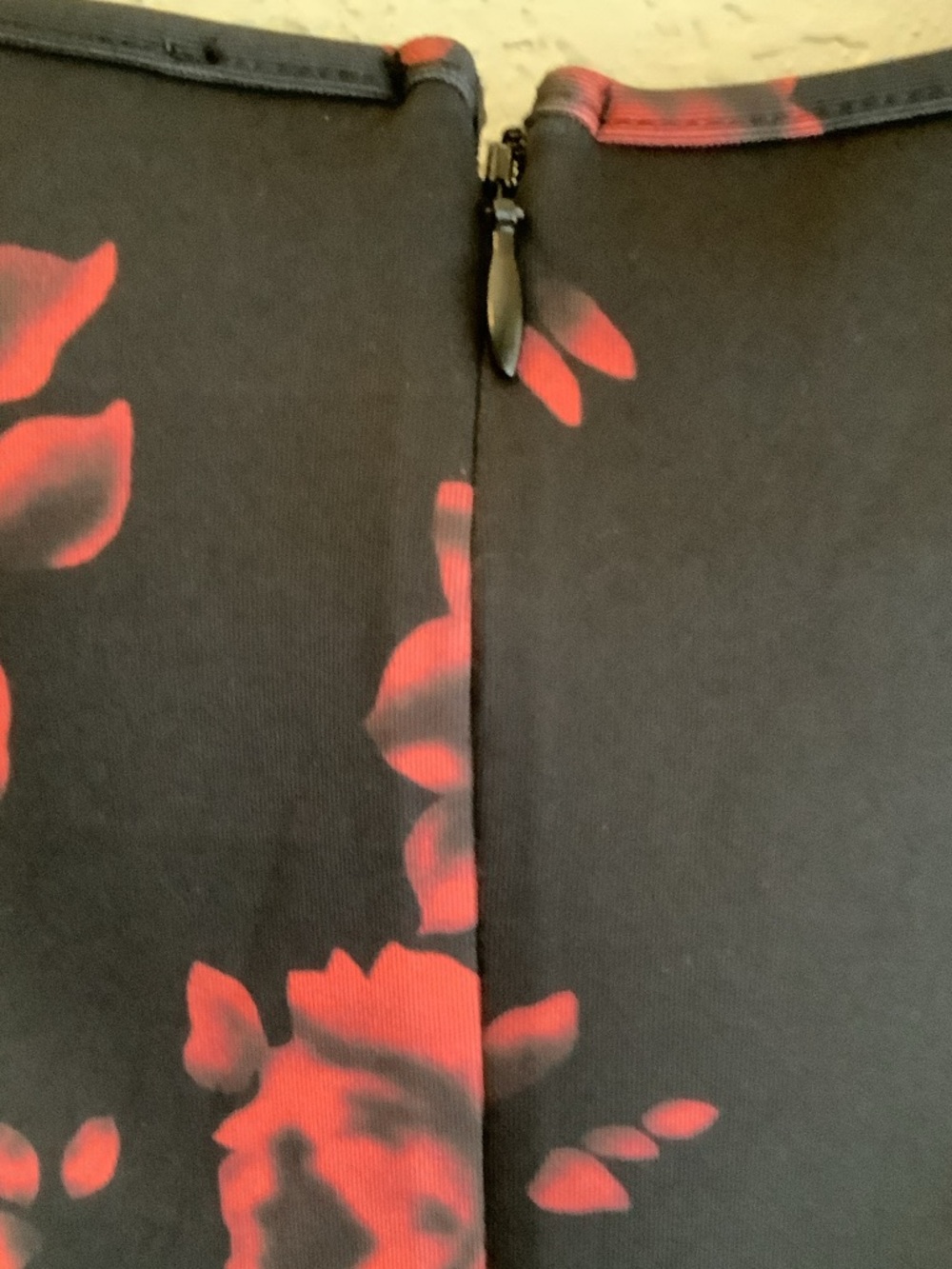 Floral-Print Black Mini Dress with Red Roses - Picture 6 of 9